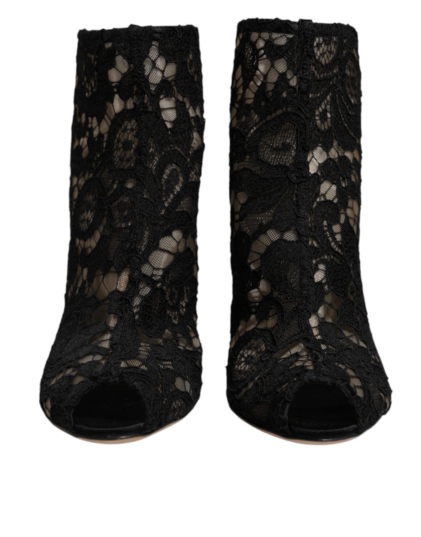 Black Floral Lace Heels Ankle Boots Shoes
