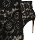 Black Floral Lace Heels Ankle Boots Shoes