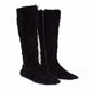 Black Xiangao Lamb Fur Leather Boots Shoes