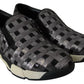 Silver Black Slip-on Sequence Design Sneakers Shoes