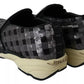 Silver Black Slip-on Sequence Design Sneakers Shoes