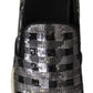 Silver Black Slip-on Sequence Design Sneakers Shoes