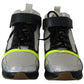 Fog Gray Neon Green Black Lace-Up Strap Shoes