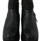 Black Leather Zipper Ankle Boots Shoes