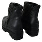 Black Leather Zipper Ankle Boots Shoes