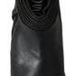Black Leather Zipper Ankle Boots Shoes