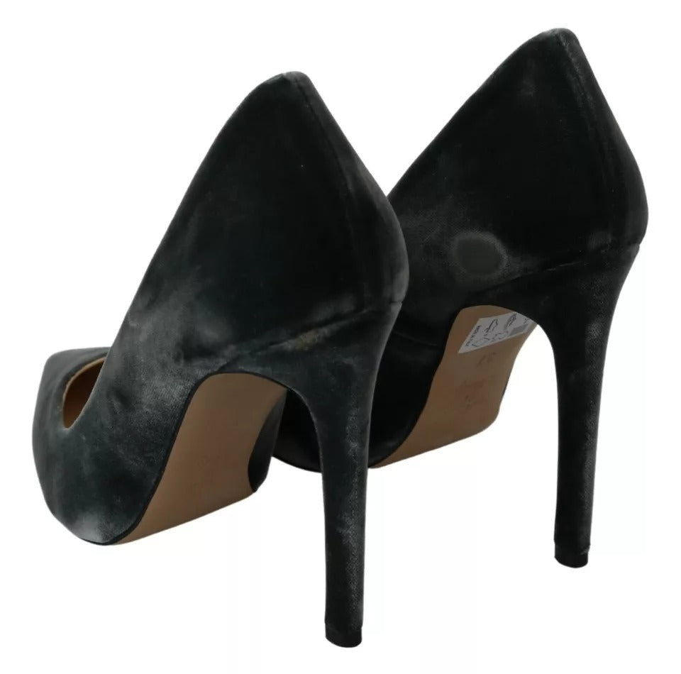 Gray Velvet Dress Stiletto Pumps Shoes