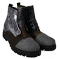 Multicolor Leather Suede Zipper Ankle Boots Shoes
