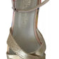 Multicolor Leather Ankle Strap Wedge Heel Sandals Shoes