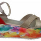 Multicolor Leather Ankle Strap Wedge Heel Sandals Shoes