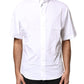 White Cotton Button Down Casual Men Polo Shirt