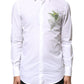 White Cotton Peacock Feather GOLD Formal Shirt