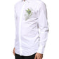 White Cotton Peacock Feather GOLD Formal Shirt