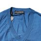 Blue Cashmere Crown V-neck Pullover Sweater