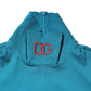Blue Cotton Turtleneck Long Sleeves Sweater
