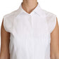 Elegant Sleeveless White Cotton Blouse
