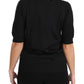 Elegant Black Cashmere Sequin Collar Top