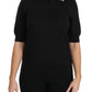 Elegant Black Cashmere Sequin Collar Top