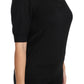 Elegant Black Cashmere Sequin Collar Top