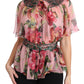 Elegant Floral Silk Pussy-Bow Shirt