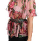 Elegant Floral Silk Pussy-Bow Shirt
