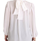 Elegant White Silk Longsleeve Top