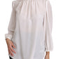 Elegant White Silk Longsleeve Top