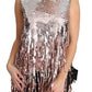 Golden Pink Sequined Fringe Elegance Top