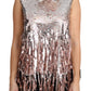 Golden Pink Sequined Fringe Elegance Top