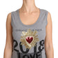 Sequined Heart Tank Top in Gray