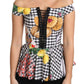 Chic Checkered Corset Top Blouse