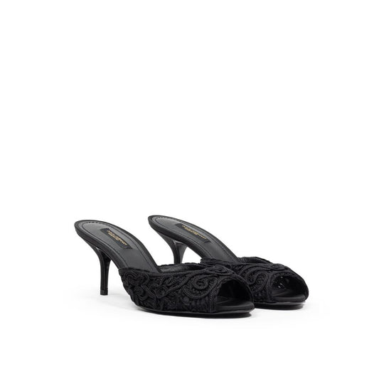 Black Cotton Mules