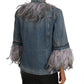 Embellished Feather Denim Extravaganza