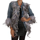 Embellished Feather Denim Extravaganza