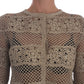 Gold Crochet Knitted Crop Cardigan