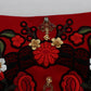 Red Silk Embroidered Crystal Waist Shorts