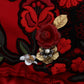 Red Silk Embroidered Crystal Waist Shorts