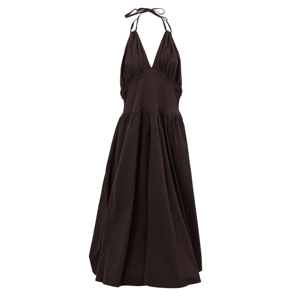 Brown Cotton Long Dress