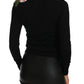 Elegant Black Cashmere Floral Cardigan