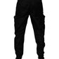 Black Nylon Cargo Jogger Men Sweatpants Pants