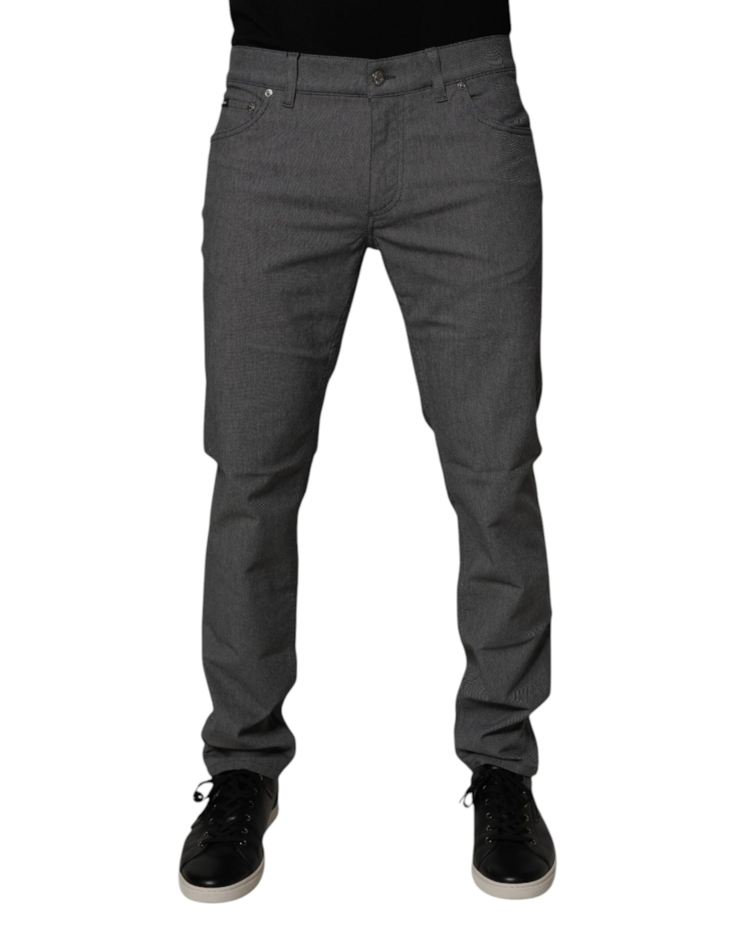 Gray Cotton Stretch Skinny Denim Jeans