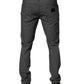 Gray Cotton Stretch Skinny Denim Jeans