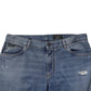 Blue Tattered Cotton Straight Denim Jeans