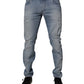 Blue Tattered Cotton Skinny Men Denim Jeans