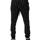 Black White Stripes Jogger Sweatpants Pants