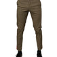 Dark Khaki Cotton Tapered Pants