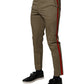 Dark Khaki Cotton Tapered Pants