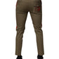 Dark Khaki Cotton Tapered Pants