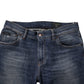 Dark Blue Cotton Leather Skinny Denim Jeans