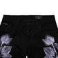 Black Floral Cotton Skinny Men Denim Jeans